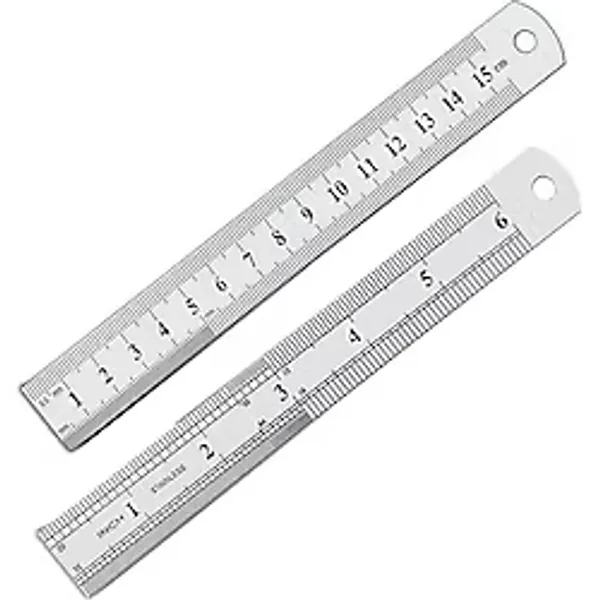 15cm 6 İnch - Çift Taraflı Paslanmaz Çelik Metal Cetvel - Kalınlık 1mm Gri
