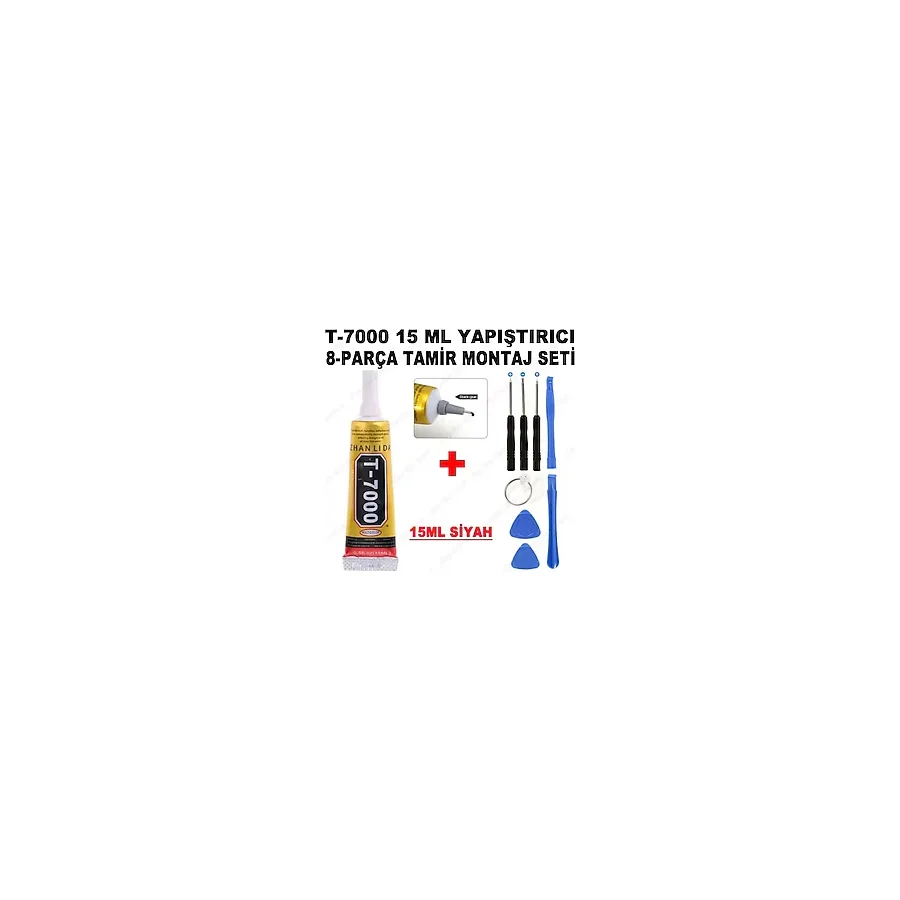 15Ml T7000 Lcd Ekran Kapak Plastik Yapıştırıcı Siyah+Tamir Seti 8