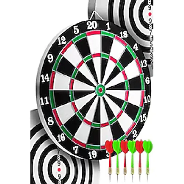17 İnç Çift Taraflı Dart Tahtası Seti 6 Çelik Oklu Dart Hedef Tahtası Oyunu Takımı Dart Seti 516