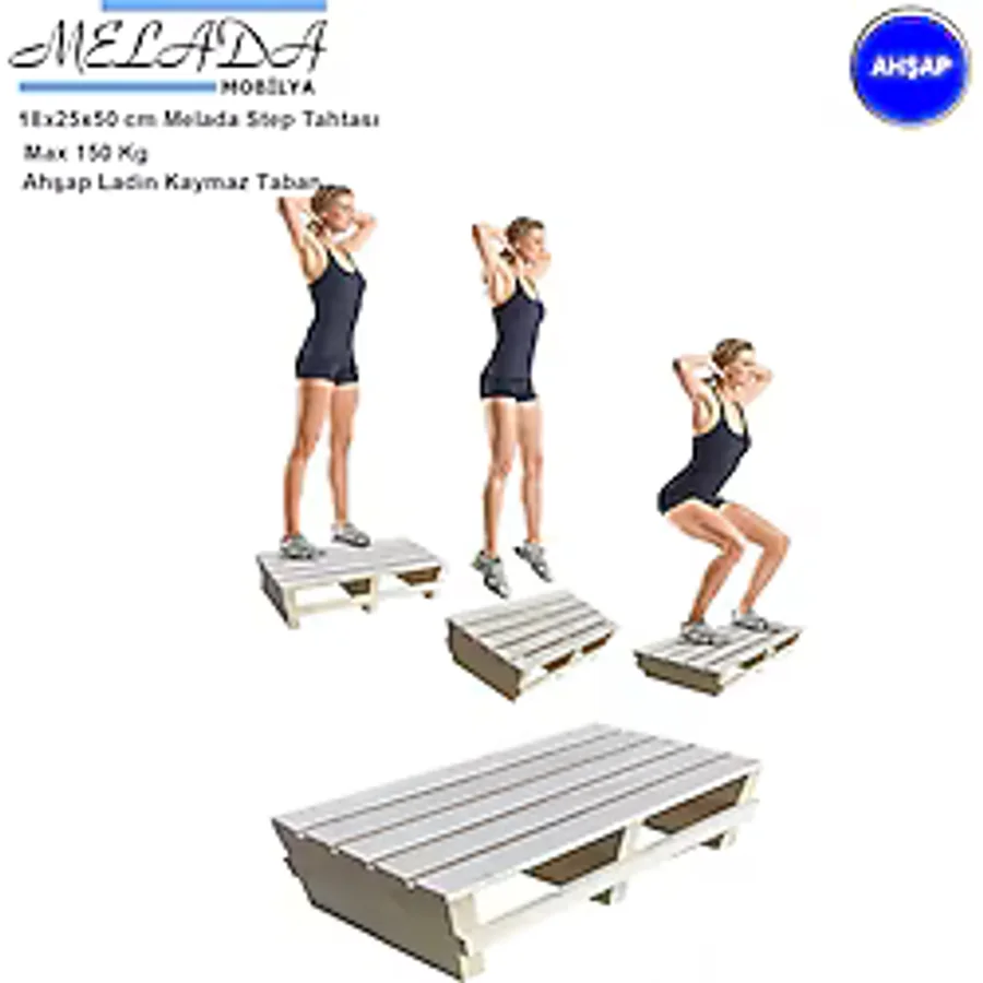 18 Cm Yükseklikte Doğal Ahşaptan Ev İçi Kullanıma Uygun Kaymaz Tabanlı Step Tahtası 18x25x50 Cm