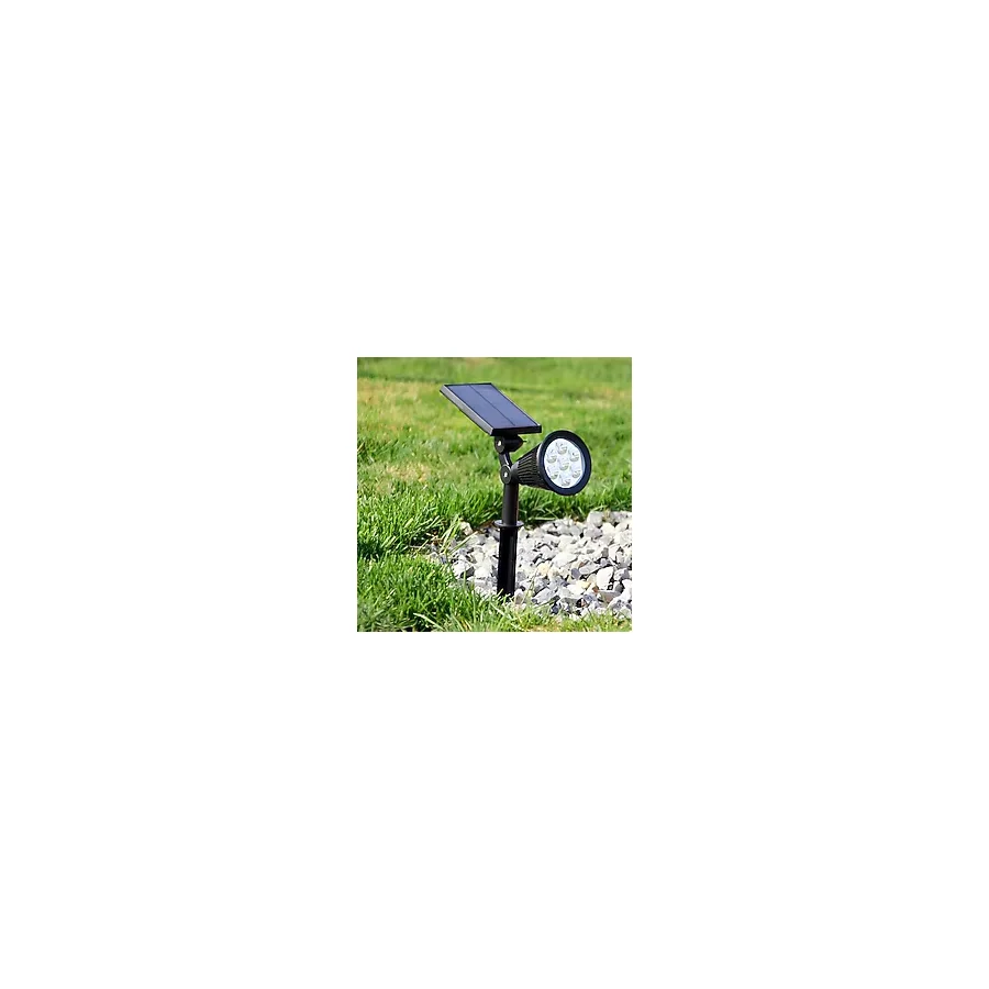 18W Güneş Enerjili Bahçe Armatürü - 9 LED 3200K Günışığı, IP65 Su Geçirmez Solar Spot Lamba, 200 Lümen, Kazıklı veya Duvara Montaj, Açılı Aydınlatma