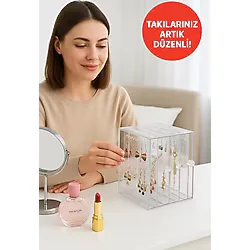 192 Bölmeli Şeffaf Akrilik Takı Düzenleyici Organizer - Küpe, Kolye ve Yüzük Saklama Kutusu