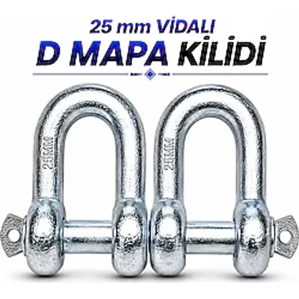 [2 Adet] 25 Mm Vidalı D Mapa Kilitli Karabina U Tipi Zincir Kilidi Salıncak Askısı Bağlantı Aparatı