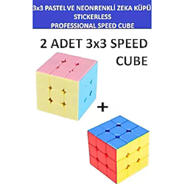 2 Adet 3x3 Zeka Sabır Küpü Neon Ve Pastel Renkli Profesyonel Speed Cube