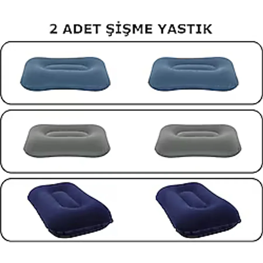 2 Adet Bestway Şişme Yastık 67121 Kadife 42 x 26 x 10 CM Mavi