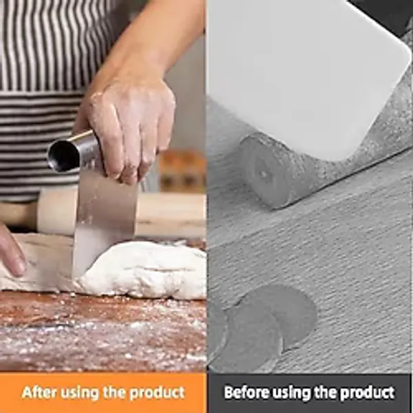 2 Adet Büyük Boy Hamur Kesici & Kazıyıcı Seti - Cm/inç Ölçekli Metal Hamur Spatulası - Pizza, Pasta, Ekmek ve Hamur Bölücü Profesyonel Mutfak Aleti 20 cm
