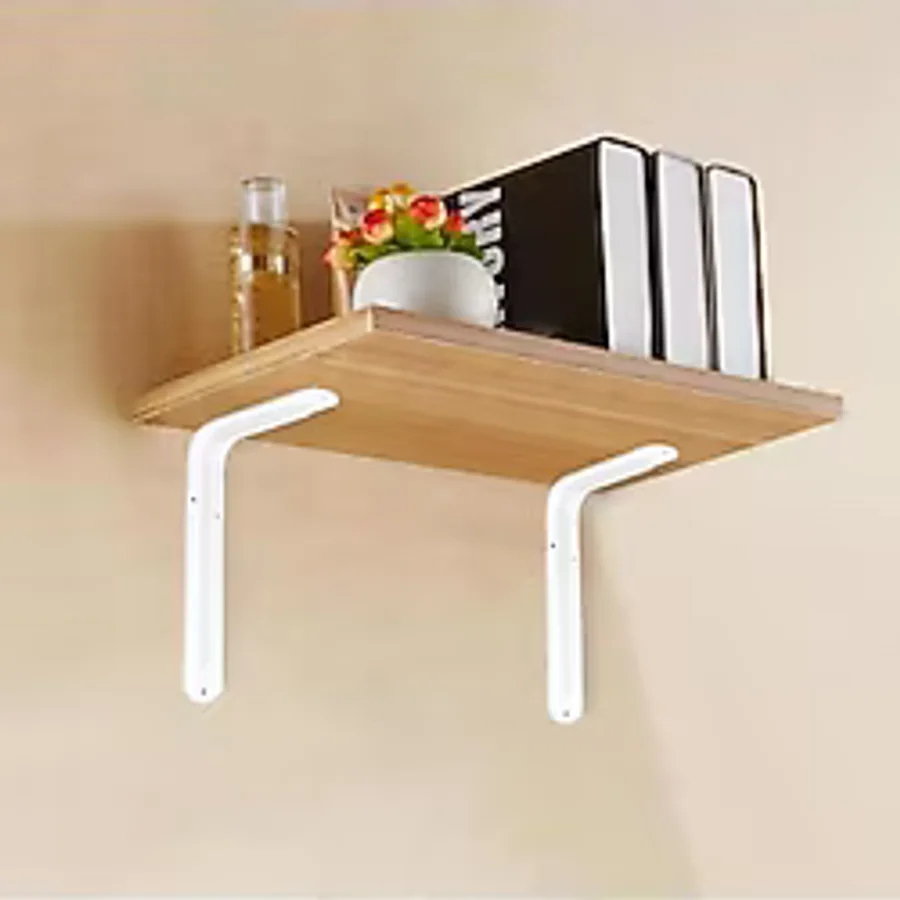 2 Adet Extra Güçlü Metal Raf AyağI 14x11cm 1mm Çelikten L Model Beyaz Raf Altı Demiri Terek Sistemi