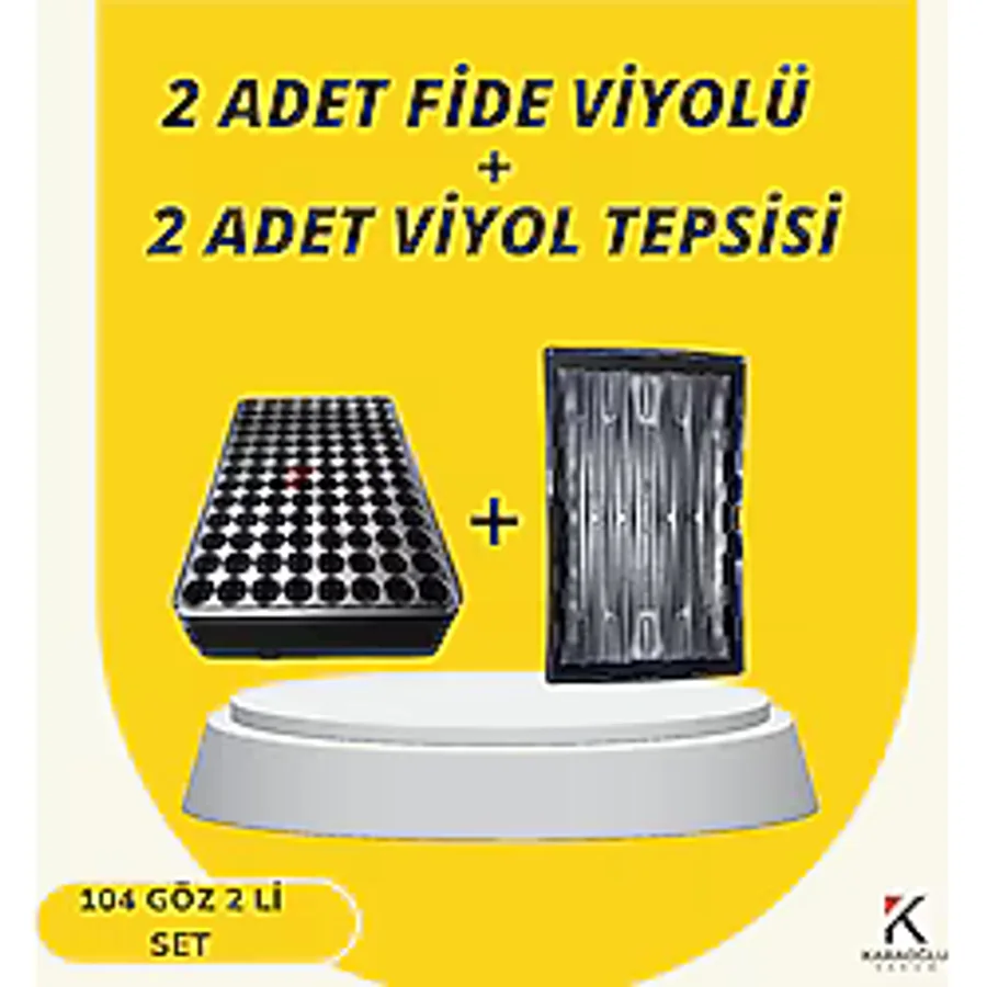 2 Adet Fide Viyolü + 2 Adet Viyol Tepsisi Set Fidelik Fide Yetiştirme Seti Seçimli 104 Göz Yuvarlak