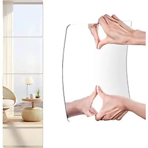 2 Adet Kendinden Yapışkanlı Akrilik Pleksi Ayna, Esnek Dekoratif Sticker Duvar Aynası, Kırılmaz, Hafif, Kolay Montajlı Modern Süsleme, Ev, Ofis, Banyo Ve Çocuk Odası İçin Gümüş, 30x30 Cm