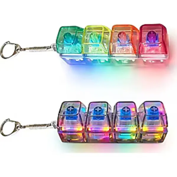 2 Adet Mekanik Klavye Fidget Clicker RGB Işıklar, Clicky Anahtarlık Stres Giderici, Işıklı Masa Aksesuarı, Yetişkinler için Taşınabilir Dekompresyon Aleti Ofis Hediyesi
