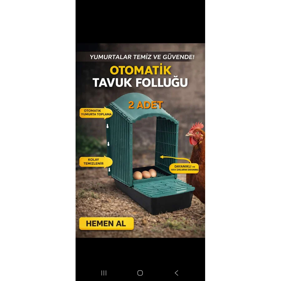 2 Adet Plastik Otomatik Tavuk Folluk Hijyenik, Dayanıklı, Kolay Temizlenebilir