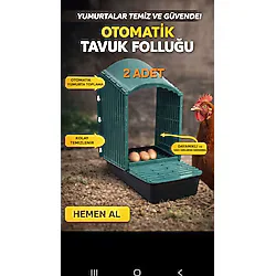 2 Adet Plastik Otomatik Tavuk Folluk Hijyenik, Dayanıklı, Kolay Temizlenebilir