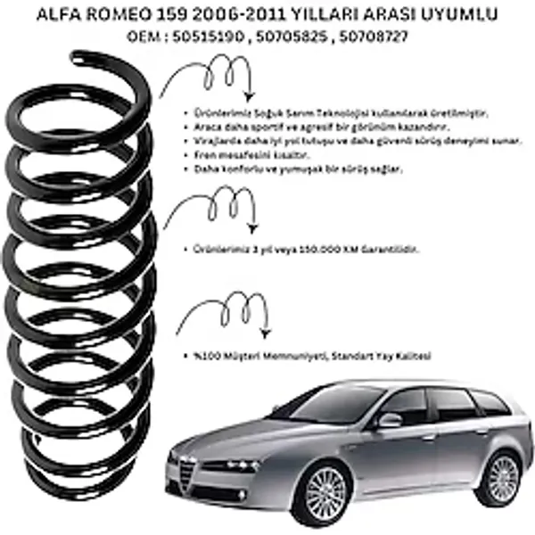 2 Adet Standart Yay St101012r - Alfa Romeo 159 (2006-2011) Arka Helezon Yay Takımı