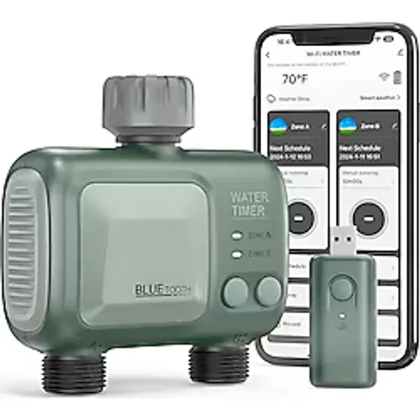 2 Çıkışlı Akıllı Bahçe Sulama Bilgisayarı, Wifi Hub'lı Otomatik Su Zamanlayıcısı, Çim Ve Bahçe İçin Ipx5 Su Geçirmez Sistem
