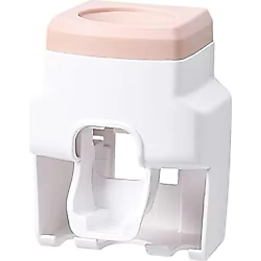 2 Diş Fırçası Tutucu Yuvaları ile Otomatik Diş Macunu Dağıtıcı Set Eller Serbest Aile Banyo Lavabo için Duvara Monte Diş Macunu Sıkacağı Dağıtıcı