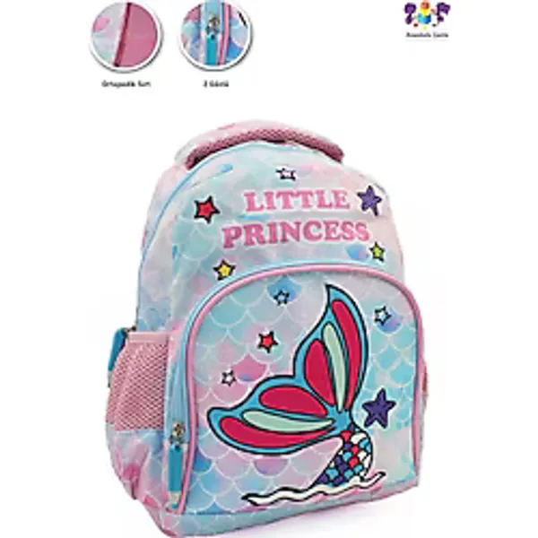 2 Gözlü Little Princess Denizkızı Anaokulu Çantası - Kız Çocuk Çanta Kreş Çantası - Deniz Kızı Çanta
