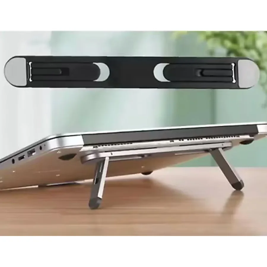 2 Kademeli Katlanabilir Ve Yapışkanlı Laptop Standı Siyah
