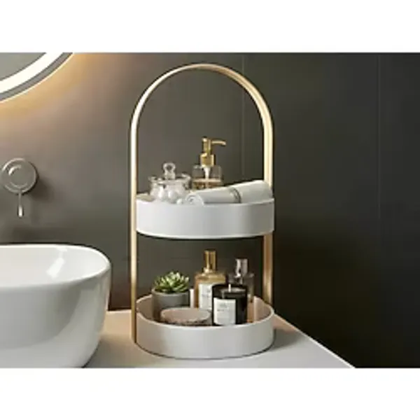 2 Katlı Banyo Organizer Raf - Masaüstü Kozmetik Düzenleyici Parfüm ve Makyaj Organizer