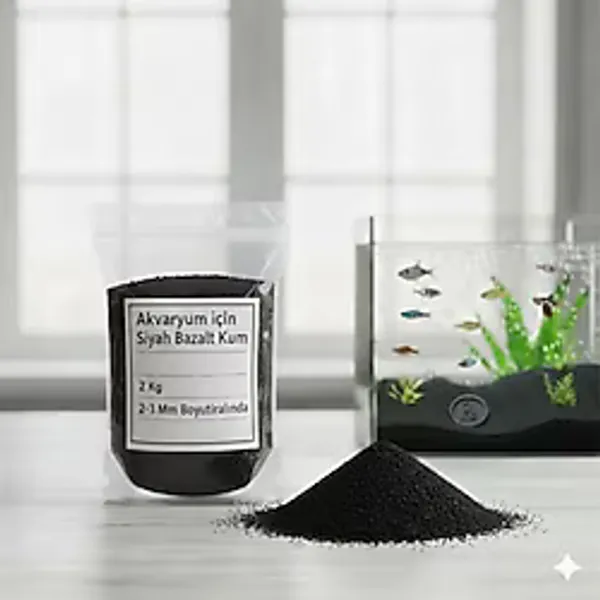 2 kg Siyah Barış Bazalt Akvaryum Kumu (2-3mm) - Dekoratif & Doğal Altlık