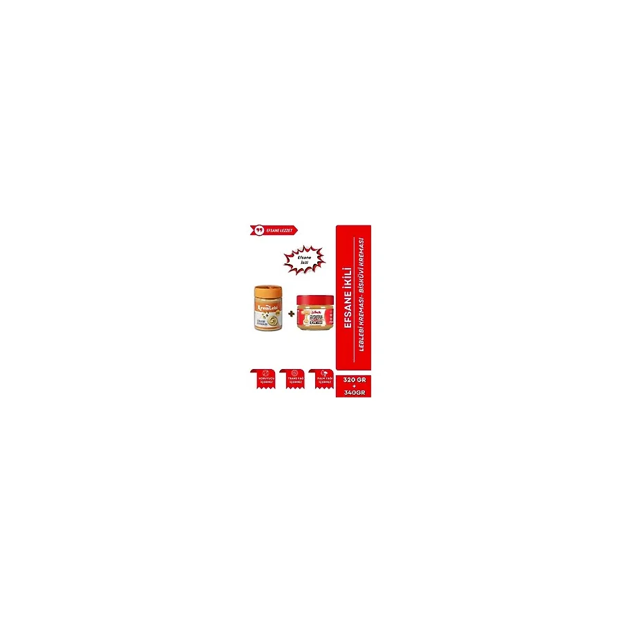 2'li Set Kahvaltılık Sürülebilir Katkısız 340gr Leblebi Kreması + Özel Bisküvi Kreması 320gr