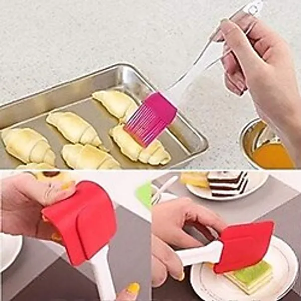 2'li Silikon Pasta - Börek - Poğaça Yağ Fırçası ve Spatula Seti Midastech
