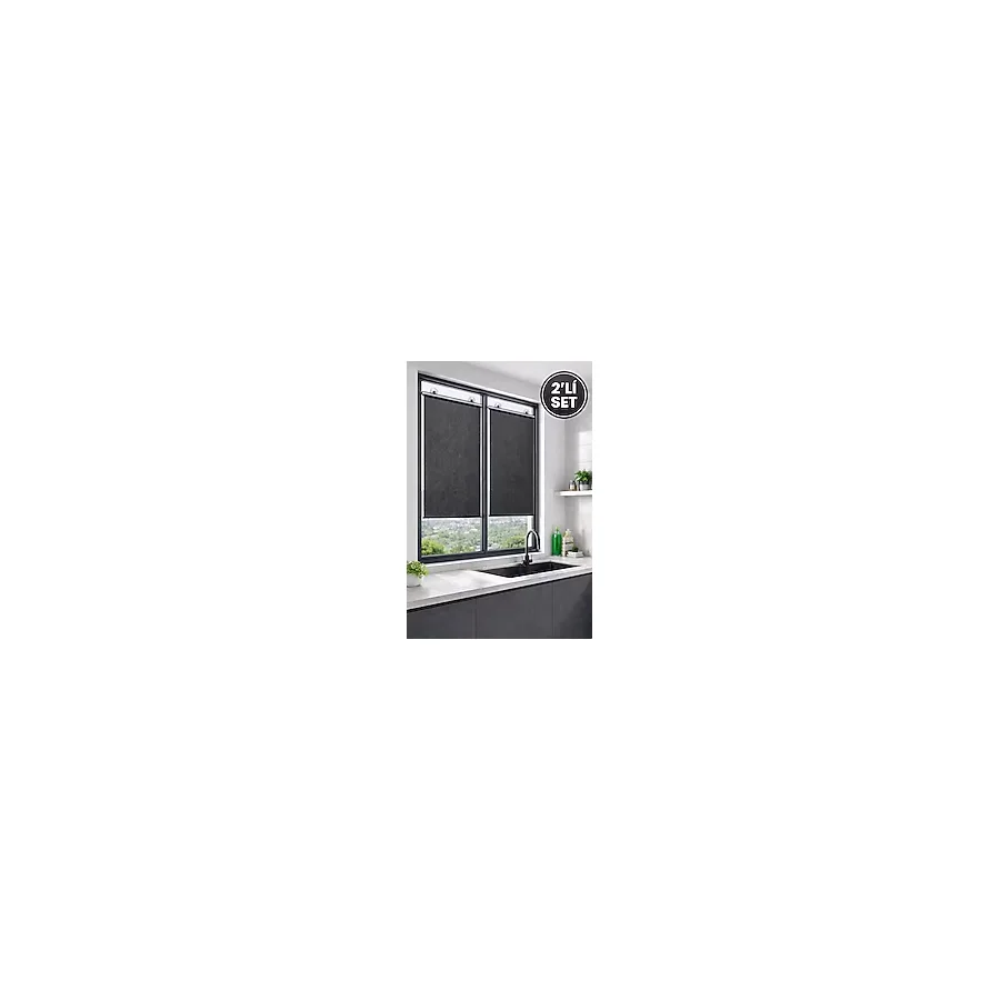 2'li Vantuzlu Cam Güneşlik Perde 50x125 cm - Isı ve Güneş Önleyici Siyah Stor