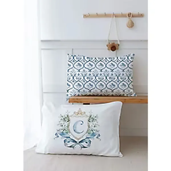 2'li Yastık Kılıfı (35x45) Blue Royal Series - C Harfi