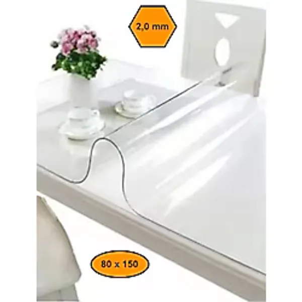 2 mm Pvc Masa Örtüsü, Şeffaf Masa Kaplaması, 80X150