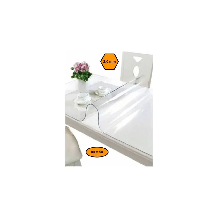 2 mm Pvc Masa Örtüsü, Şeffaf Masa Kaplaması, 80X50