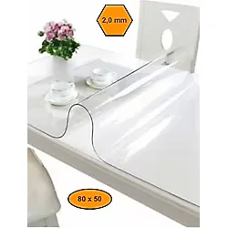 2 mm Pvc Masa Örtüsü, Şeffaf Masa Kaplaması, 80X50