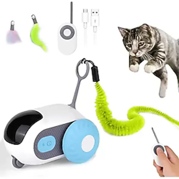 2 Modlu Akıllı Kedi Oyuncağı; Otomatik ve Uzaktan Kumandalı Sessiz Oyuncak Araba Interaktif Egzersiz, Eğitim ve Eğlence İçin Kediler ve Küçük Köpekler İçin Evcil Hayvan Oyuncağı - Çok Renkli