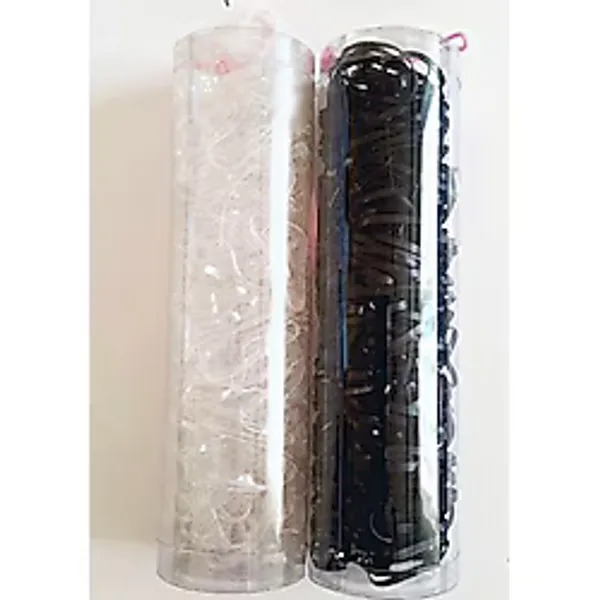 2 PAKET SİYAH/ŞEFFAF RENK SAÇ ÖRGÜ LASTİĞİ