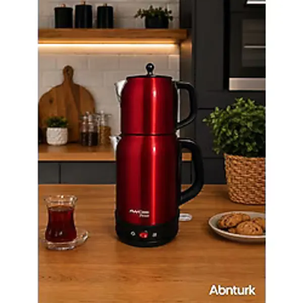 2'si Bir Arada Paslanmaz Çelik Çay Makinesi-1,7lt Kettle 1,2lt Demlik Kapasiteli Kettle Olarak Kullanabilme Çay Makinesi