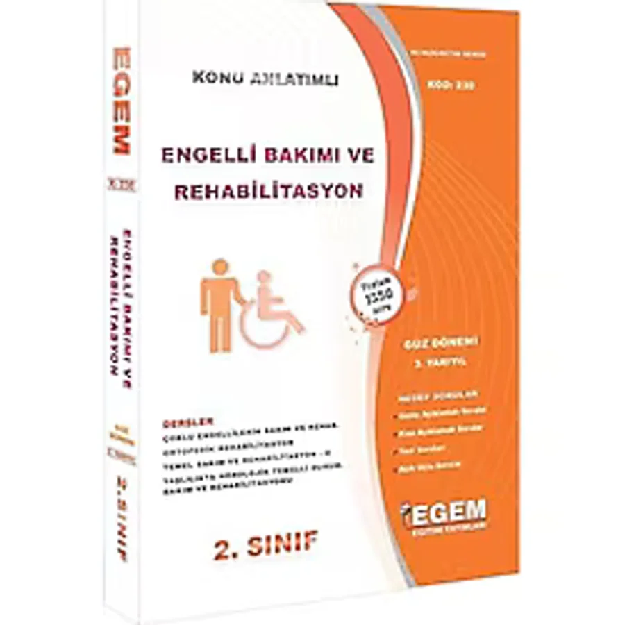 2. Sınıf 3. Yarıyıl Engelli Bakımı ve Rehabilitasyon Konu Anlatımlı Soru Bankası - Kod 230