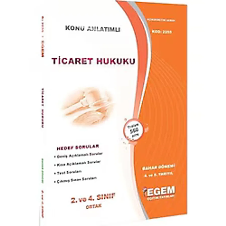 2. Sınıf Ticaret Hukuku (Bahar Dönemi) Konu Anlatımlı Soru Bankası / 9786054739356