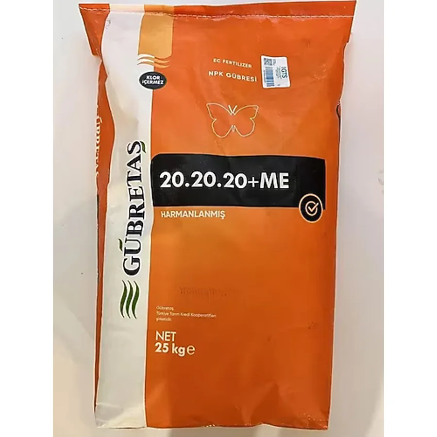 20 20 20+me Iz Elementli Suda Çözünen Azotlu Fosfor Potasyum Toz Npk Gübre 25 Kg