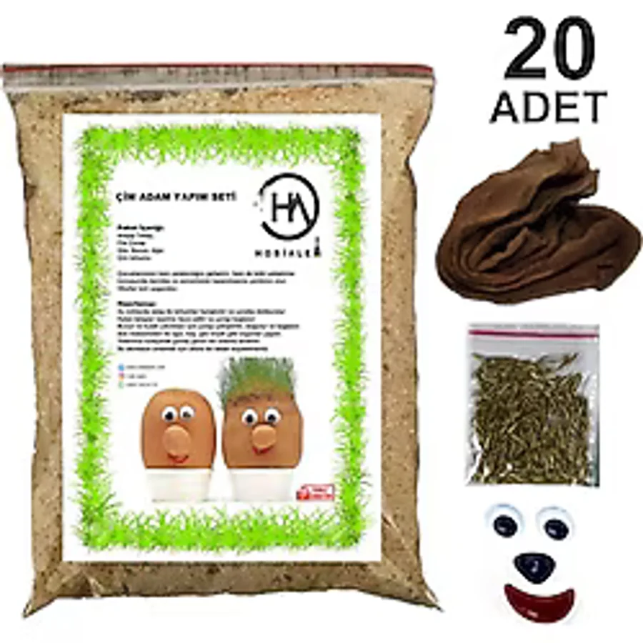 20 Adet. Çim Adam Yapım Seti. Çimlendirme Deneyi. Iş Eğitim Seti