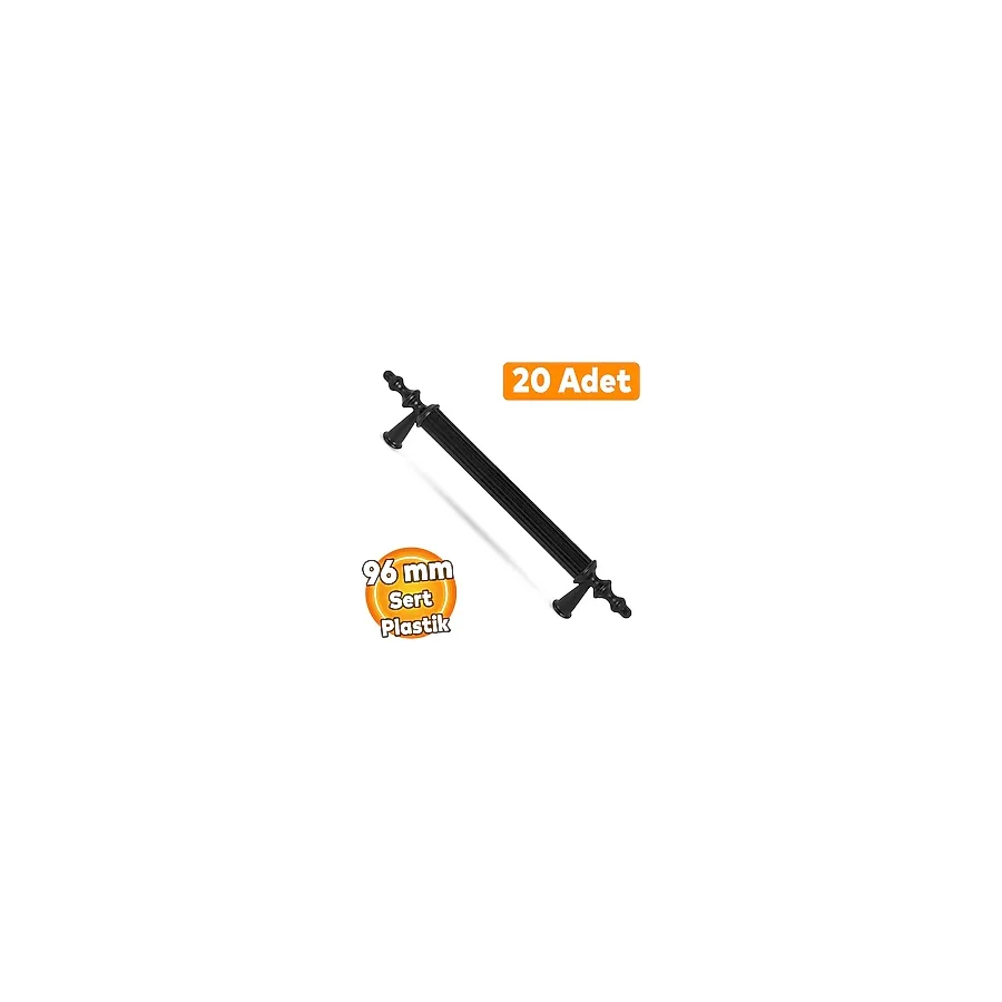 20 ADET (SERT PLASTİK) Polavit 96 Mm Siyah Mobilya Mutfak Çekmece Dolap Dolabı Kulpu Kulbu Kulpları