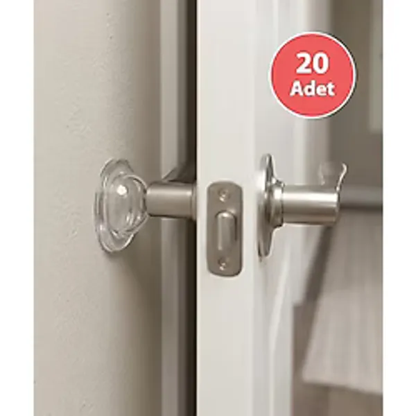 20 Adet Yapışkanlı Kapı Kolu Stoperi Silikonlu Şeffaf Duvar Tamponu