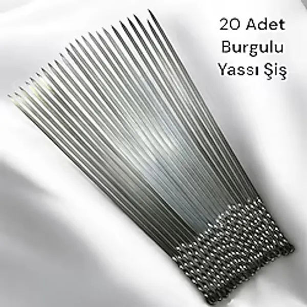 20 Adet Yassı Mangal Şişi,domates Sebze Patlıcan Tavuk Kanat Şişi