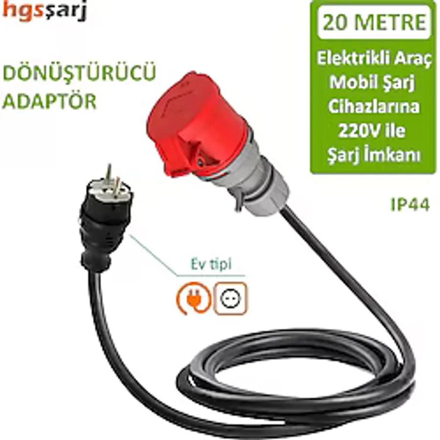 20 Metre Dönüştürücü Adaptör. 380V Güç Kaynaklı Elektrikli Araç Mobil Şarj Cihazını 220V Dönüştürür