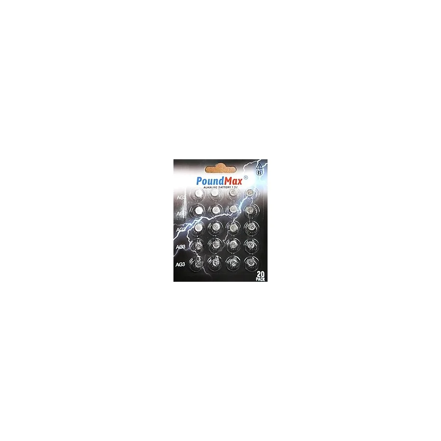 20 X PoundMax AG3 LR41 LR736 / L736 / G3 / G3A / 3GA / 192 / GP192 / V3GA / RW87 1.5V PoundMax Alkalin Düğme Piller Küçük Elektronik Ev Aletleri, Araba Anahtarları, ölçüm cihazları