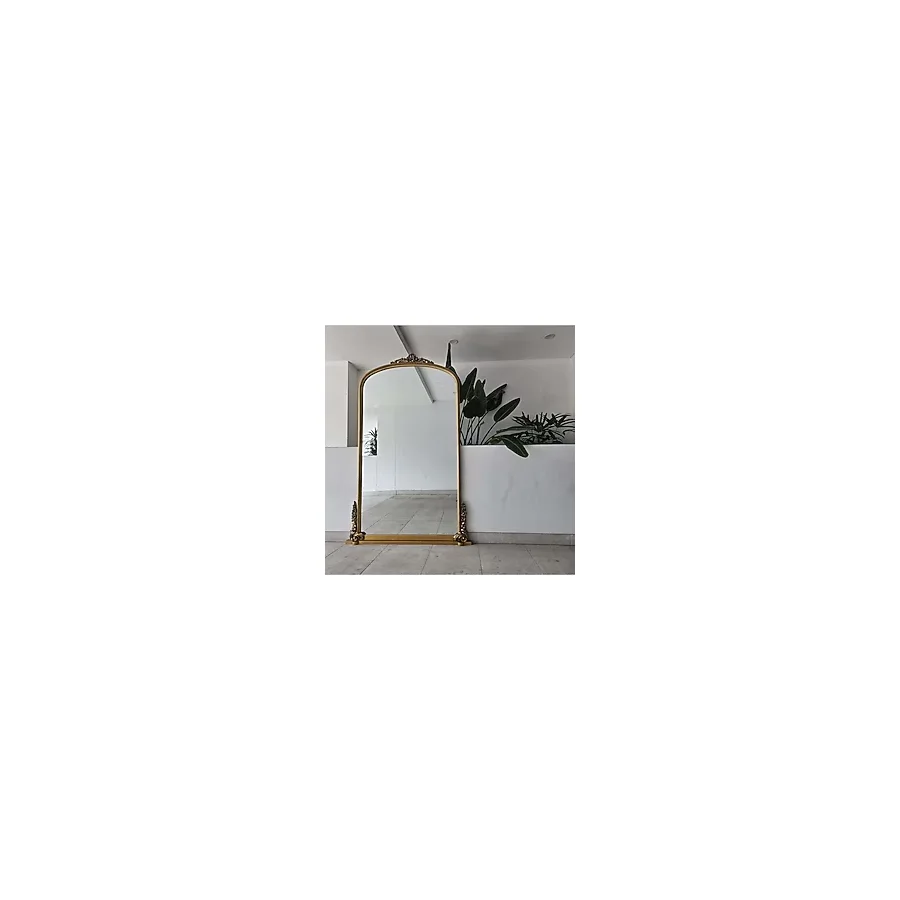 200 x 120 cm Ahşap Oyma 3 Boyutlu Boy Aynası - Özel Ahşap Üretim Dev Boy Aynası - Gold