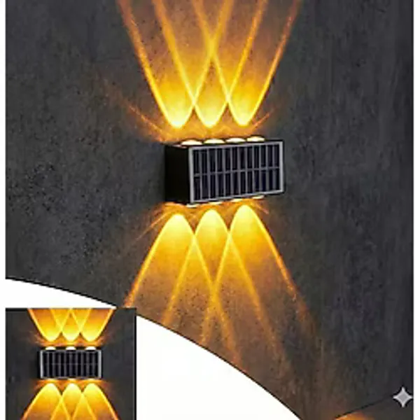 20W Güneş Enerjili Dış Mekan Bahçe Duvar Lambası - Cata Kos Solar LED Aplik - IP65 Su Geçirmez, 3200K Gün Işığı & Amber Dekoratif Aydınlatma (Amber Renk Işık)