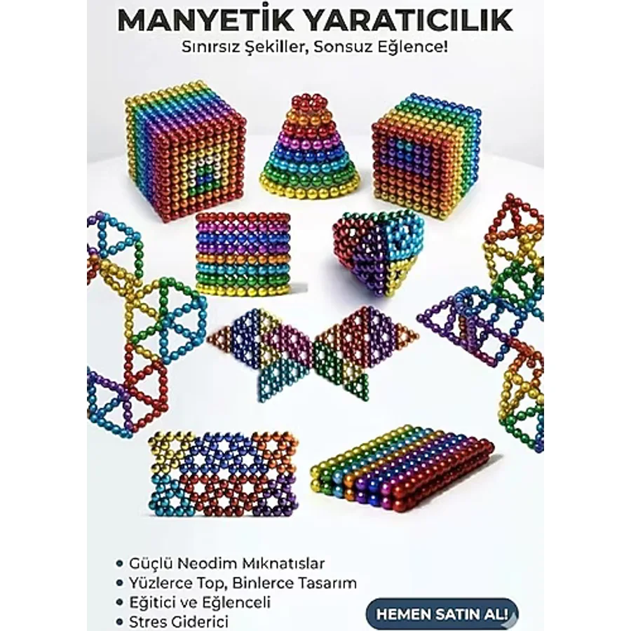 216 Parça 5mm Manyetik Top Seti Sihirli Mıknatıslı Küp Yapı Oyuncak Stres ve Rahatlama İçin Eğlenceli Manyetik Toplar