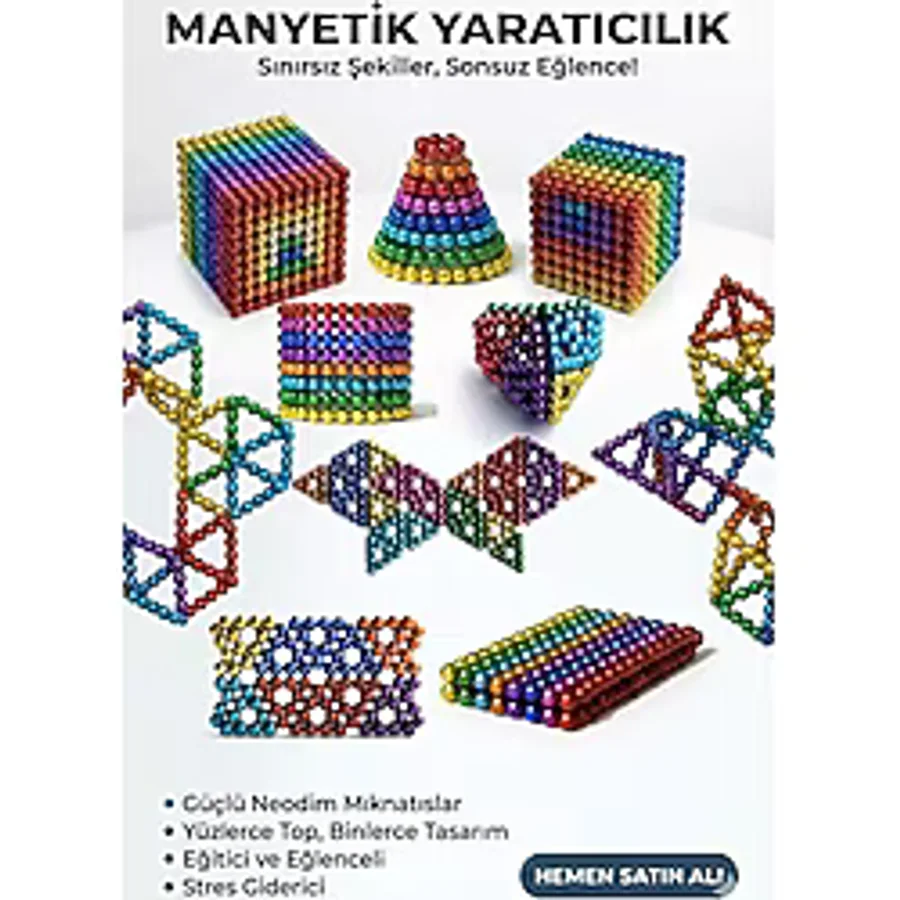 216 Parça 5mm Manyetik Top Seti Sihirli Mıknatıslı Küp Yapı Oyuncak Stres ve Rahatlama İçin Eğlenceli Manyetik Toplar - Tek Ebat - Çok Renkli