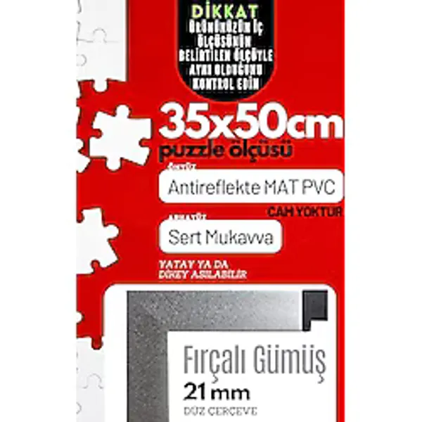 21lik Puzzle Poster Resim Çerçevesi PVCli Postersiz Resimsiz Çerçeve (Gümüş, 35x50)