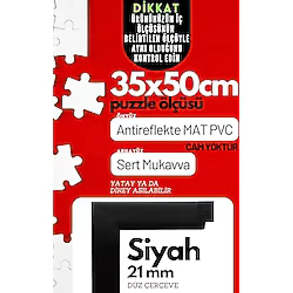 21lik Puzzle Poster Resim Çerçevesi PVCli Postersiz Resimsiz Çerçeve (Siyah, 35x50)