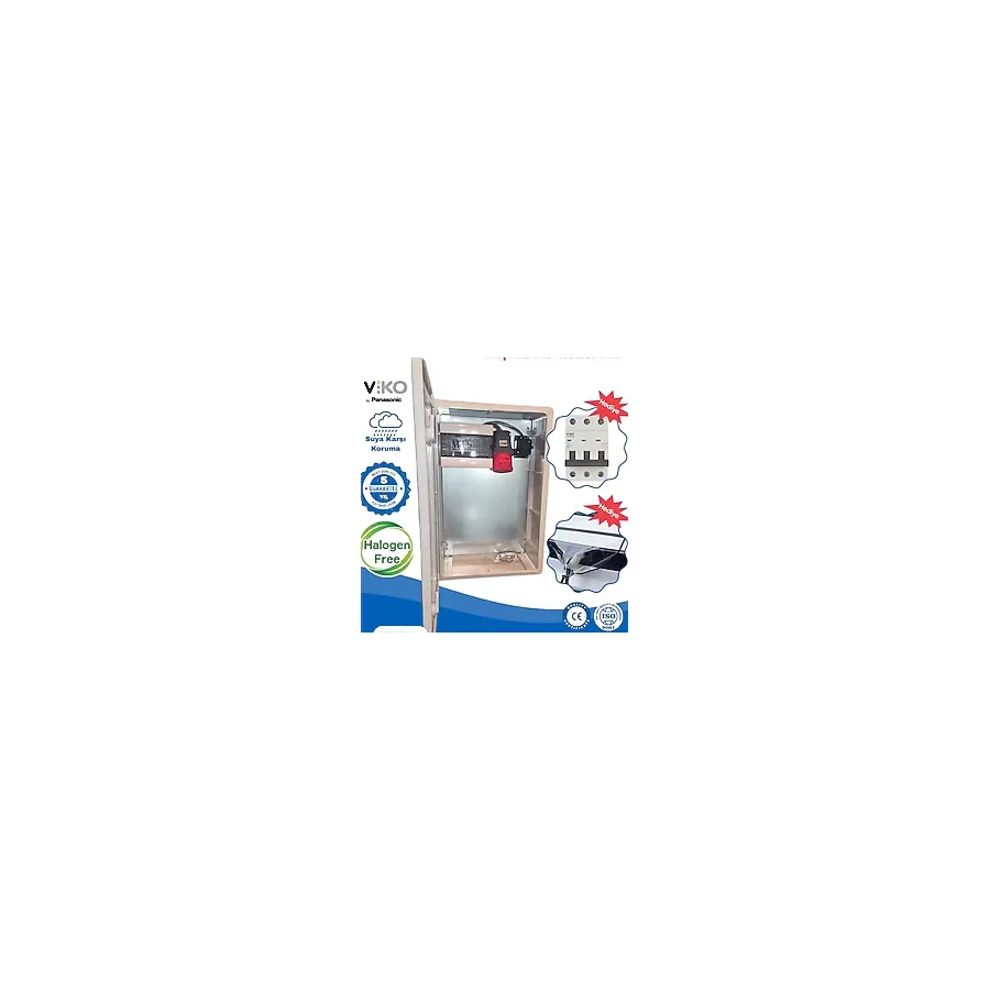 22 Kw 5x32 VİKO/Panasonic Kaçak Akım Roleli 60 40 20 cm İP66 ABS Taşınabilir Elektrikli Araç Şarj Cihazı Kombinasyon Panosu Dış Ortama uygun Halogen Free