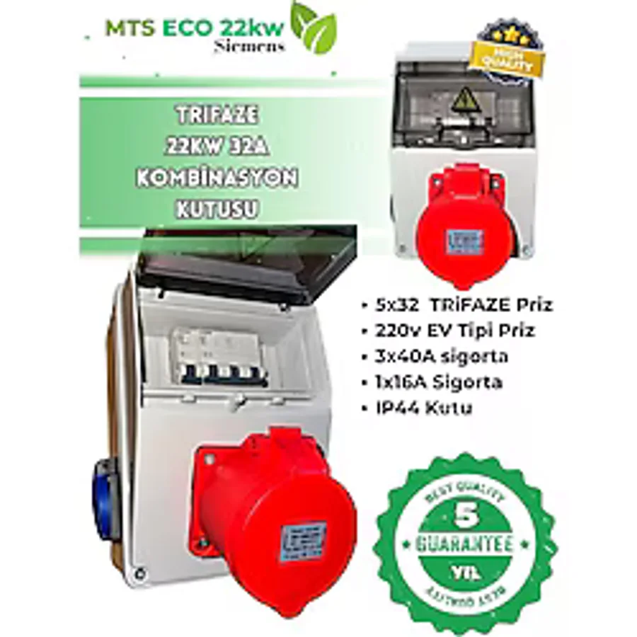 22 Kw Trifaze Taşınabilir Elektrikli Araç Şarj Cihazı Kombinasyon Kutusu 5x32 + 1x16 - VİKO/Panasonic